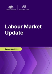 Purple report cover with white words labour market update