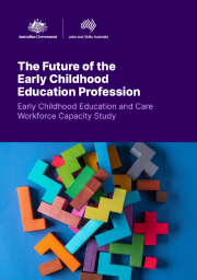 Wooden building blocks with text - The Future of the Early Childhood Education Profession: Early Childhood Education and Care Workforce Capacity Study
