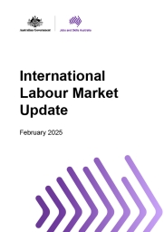 White cover with text - International Labour Market Update February 2025