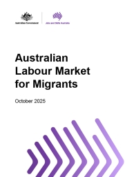 White cover with text - Australian Labour Market for Migrants October 2025